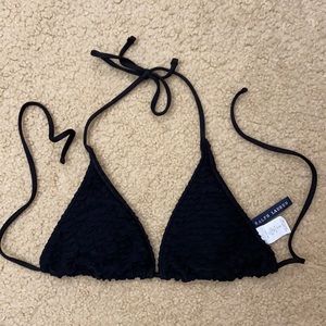 Ralph Lauren Black Ruffle String Bikini Top